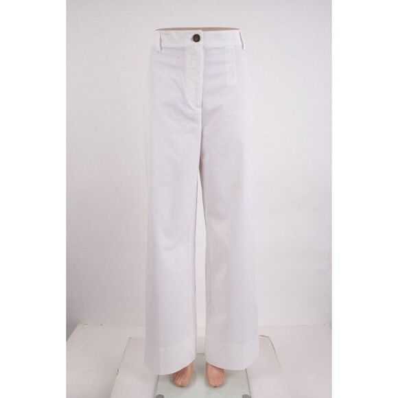 Massimo Dutti Womens Wide Leg Pants Trousers US 12 EU 44 White 5013/701 NWT - Picture 1 of 7